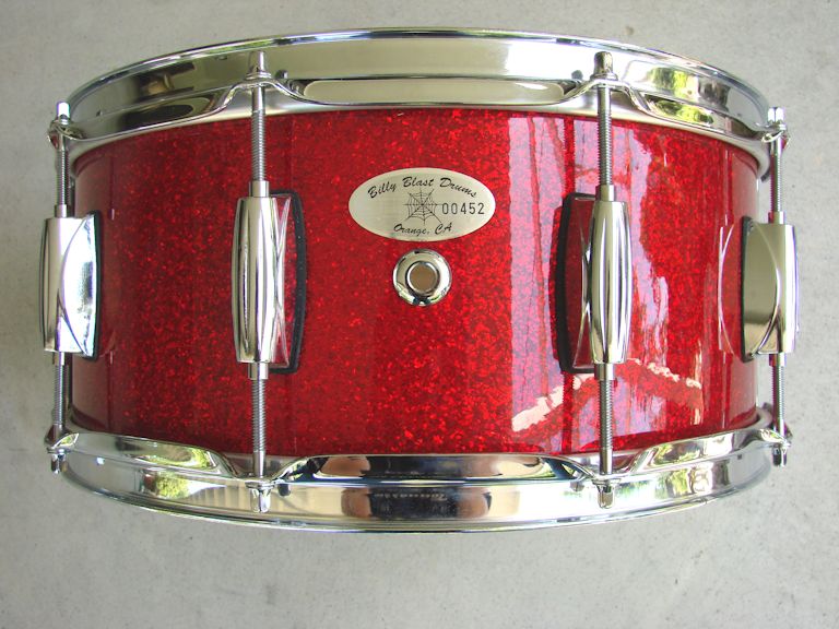 14" X  6" 15ply Hi Gloss Red Glitter Snare Drum